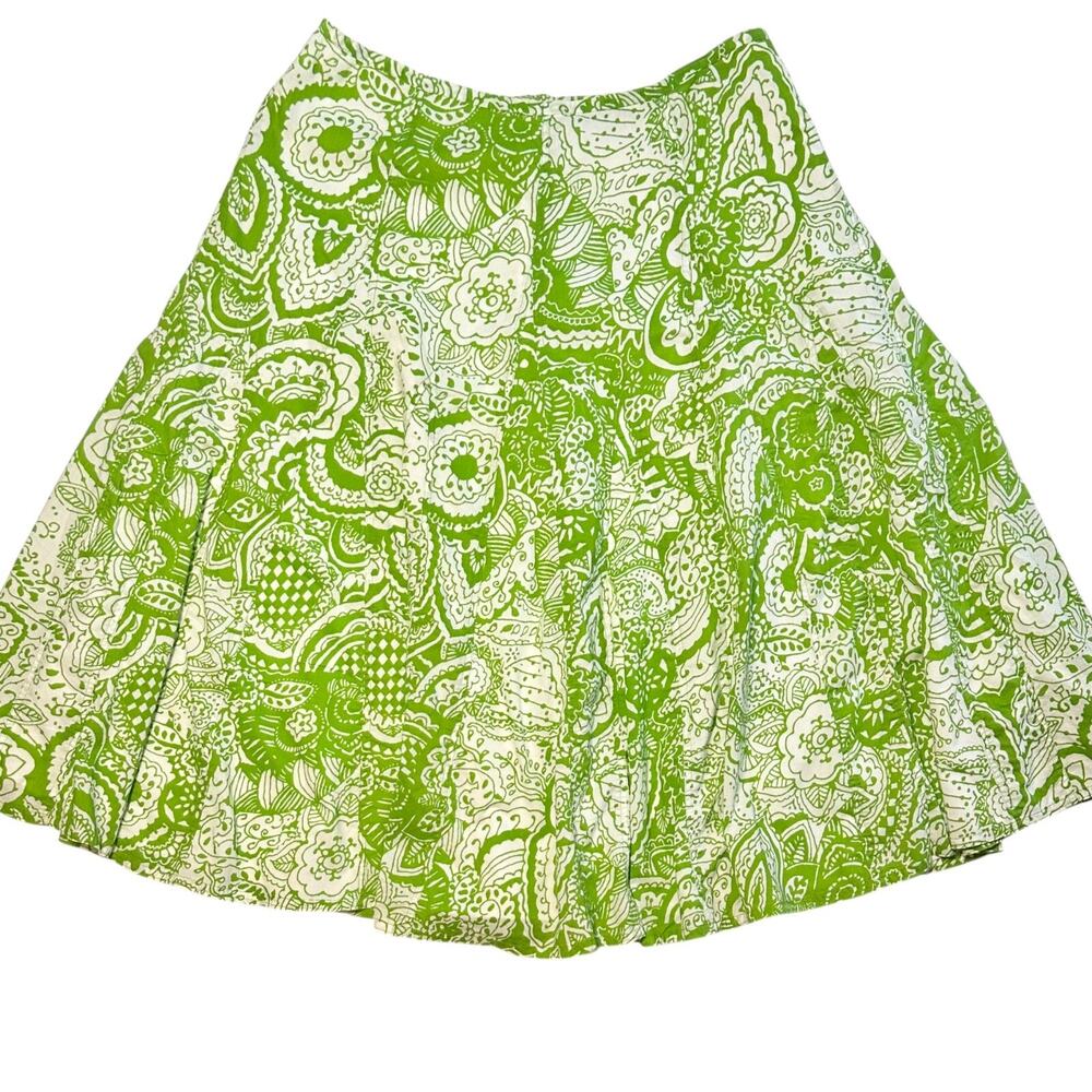 Chico's A Line Flared Maxi Skirt Size XL / 3 Boho Cottage Cotton Spring Green - Picture 2 of 9